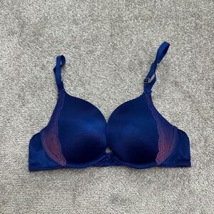 Brooke Aerie Push Up Bra Womens 34B Blue Padded Underwired Adjustable Strap